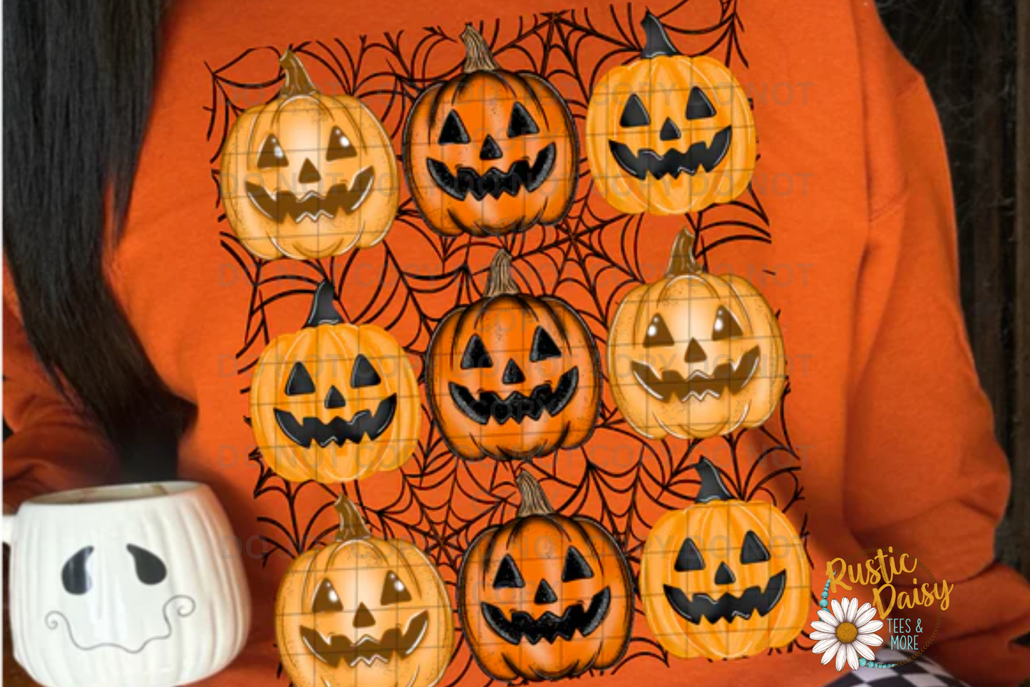 Jack O Lantern Orange Spiderweb Grid