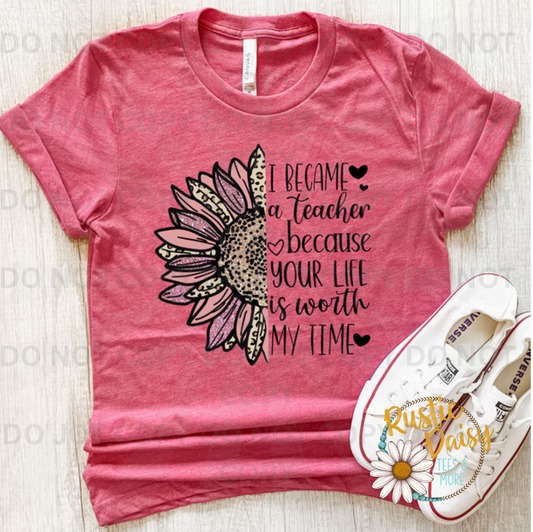 Leopard print sunflower with teacher appreciation quote 