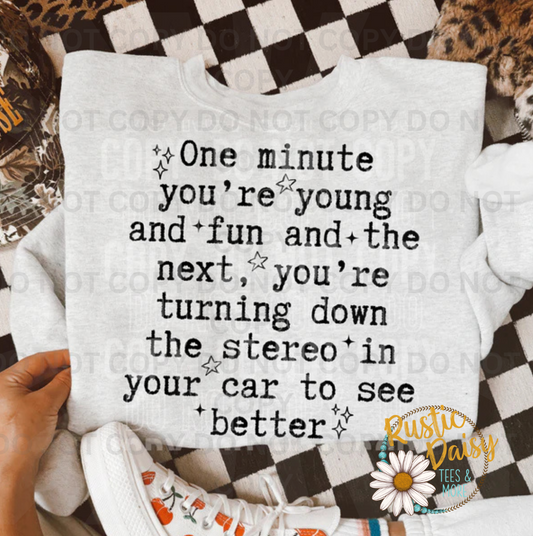 Humorous aging quote with stars