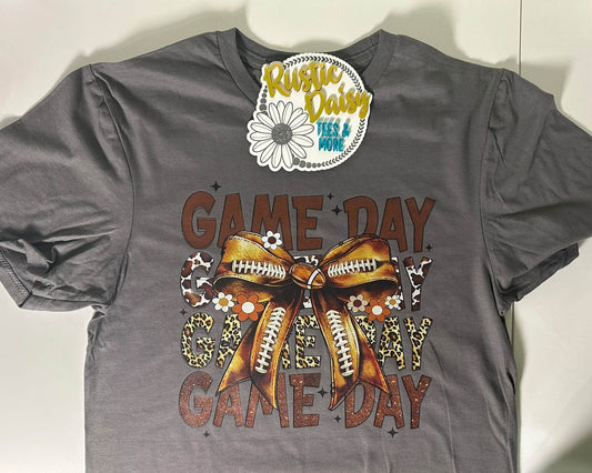 Game Day Stacked with Bow (Charcoal) Pink Dot Discount