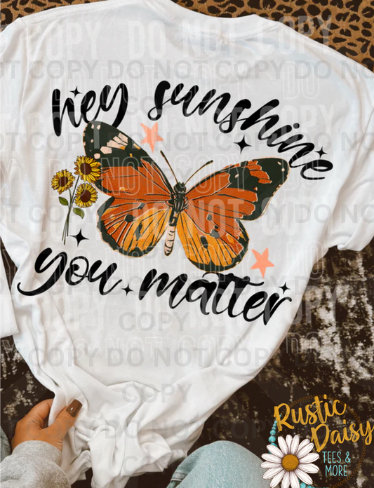 Monarch butterfly with sunflowers and encouraging script 
