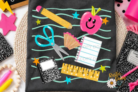 School Supplies Wavy Lines