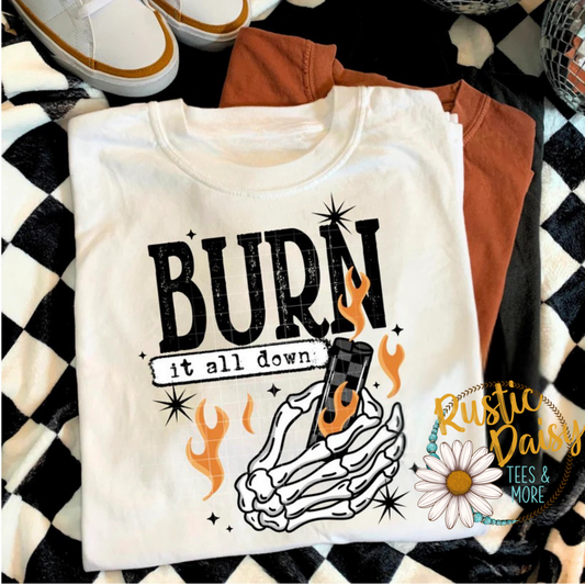 Burn It All Down Skeleton Hand (Black)