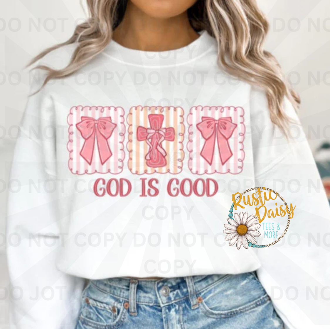 God Is Good text surrounded by decorative frames"