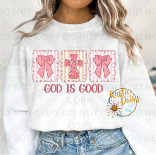 God Is Good text surrounded by decorative frames"