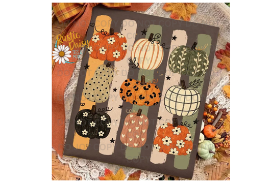 Patterned Pumpkin & Gourds Vertical Stripes