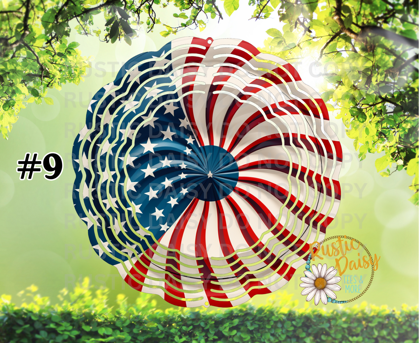 American flag stars and stripes 10-inch wind spinner