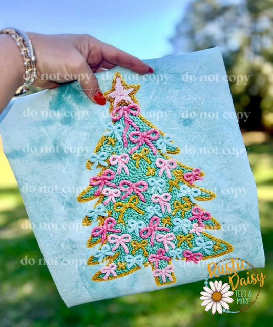 Faux Yarn Bow Christmas Tree