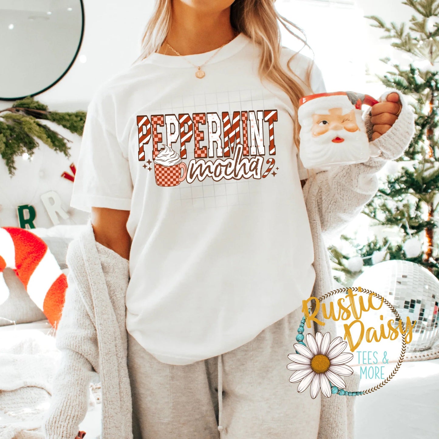 Peppermint Mocha with Striped Letters